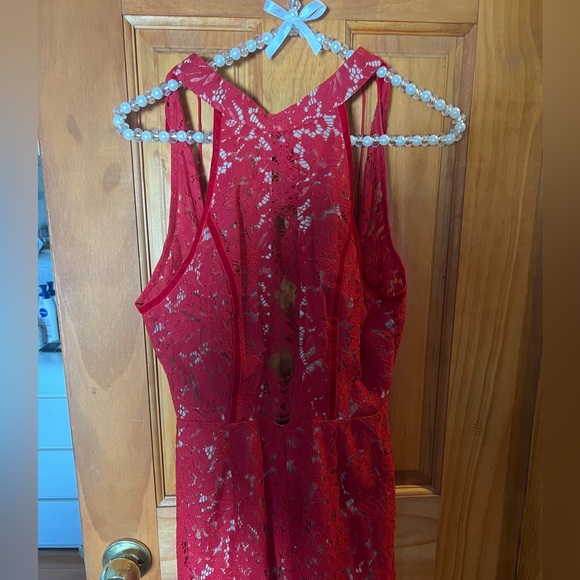 knee length dresses for ladies Beautiful in Red Lace Petite Midi Dress X-Small